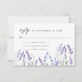Elegant Waterverf Lavender Flowers Wedding RSVP Kaartje (Voorkant)