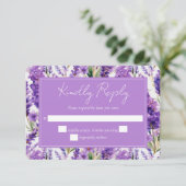 Elegant Waterverf Lavender Flowers Wedding RSVP Kaartje (Staand voorkant)