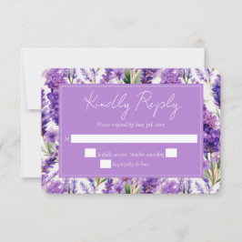 Elegant Waterverf Lavender Flowers Wedding RSVP Kaartje