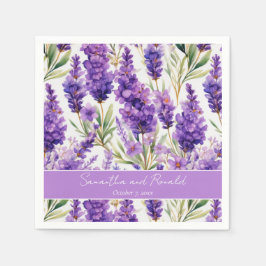 Elegant Waterverf Lavender Flowers Wedding Servet