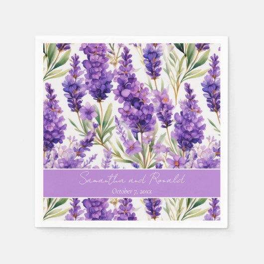 Elegant Waterverf Lavender Flowers Wedding Servet (Voorkant)