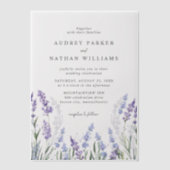 Elegant Waterverf Lavender Flowers Wedding Vellum Uitnodigingen (Voorkant)