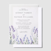 Elegant Waterverf Lavender Flowers Wedding Vellum Uitnodigingen (Offset)