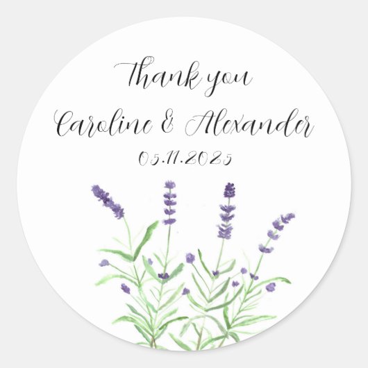 Elegant Waterverf Lavender Herbs Floral Wedding C Ronde Sticker (Voorkant)