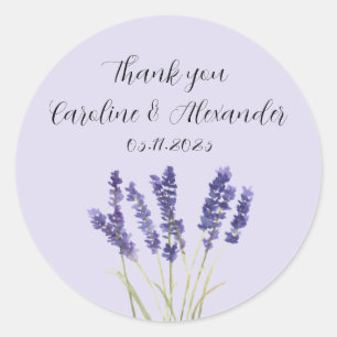 Elegant Waterverf Lavender Herbs Floral Wedding Ronde Sticker