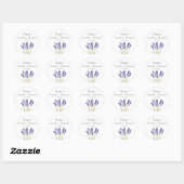 Elegant Waterverf Lavender Herbs Floral Wedding Ronde Sticker (Vel)