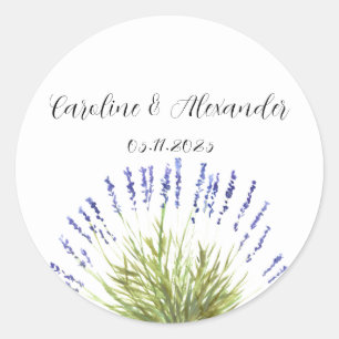 Elegant Waterverf Lavender Herbs Floral Wedding Ronde Sticker
