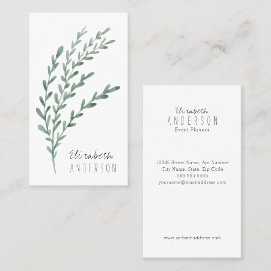 Elegant Waterverf Lavender Visitekaartje (Voorkant / Achterkant)