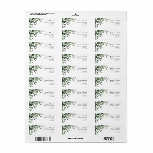 Elegant waterverf leaf botanicals hunter groen etiket (Full Sheet)