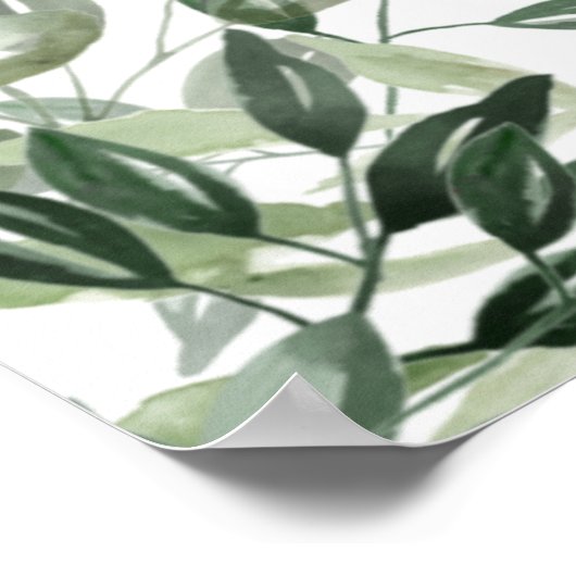 Elegant waterverf leaf botanicals hunter groen poster (Hoek)