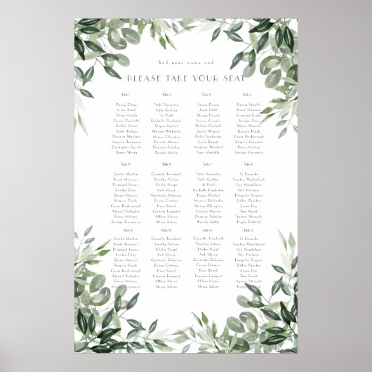 Elegant waterverf leaf botanicals hunter groen poster (Voorkant)