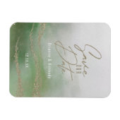 Elegant Waterverf Leaf Green & Gold Save the Date Magneet (Horizontaal)