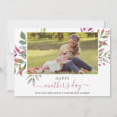 Elegant Waterverf Leaf Moederdag Foto Feestdagenkaart (Voorkant)