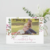 Elegant Waterverf Leaf Moederdag Foto Feestdagenkaart (Staand voorkant)