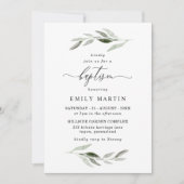 Elegant Waterverf Leaf Spring Boy Girl Baptisme Kaart (Voorkant)