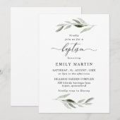 Elegant Waterverf Leaf Spring Boy Girl Baptisme Kaart (Voorkant / Achterkant)