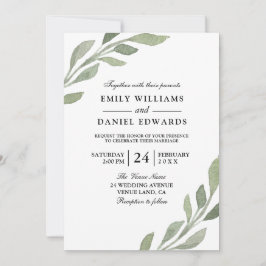 Elegant Waterverf Leaf Spring Fall Wedding Invite Kaart