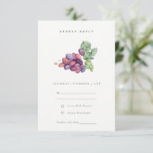 Elegant Waterverf Leafy Grape Foliage Wedding RSVP Kaartje (Staand voorkant)