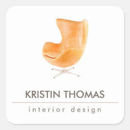 Elegant Waterverf Leather Chairman interior Design Vierkante Sticker