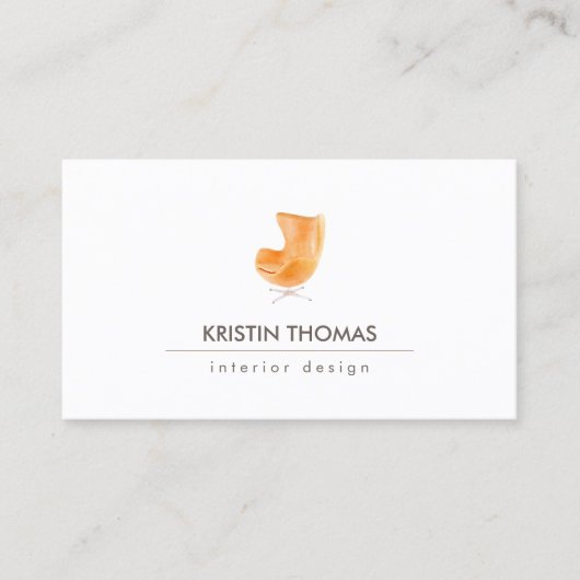 Elegant Waterverf Leather Chairman interior Design Visitekaartje (Voorkant)