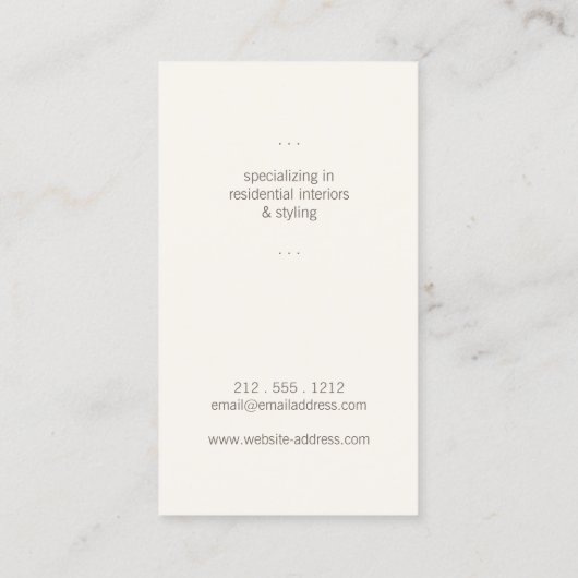 Elegant Waterverf Leather Chairman interior Design Visitekaartje (Achterkant)