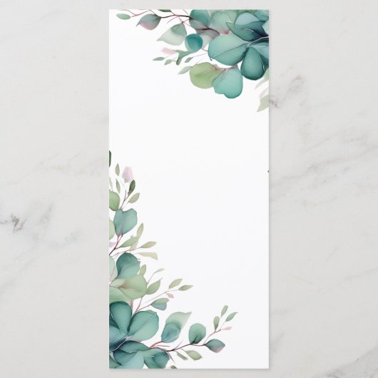 Elegant Waterverf Leaves Menu (Achterkant)