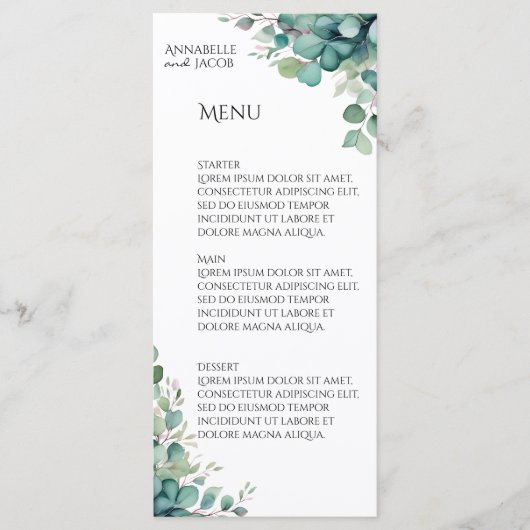 Elegant Waterverf Leaves Menu (Voorkant)