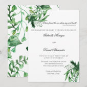 Elegant Waterverf Leaves Wedding Invitation Kaart (Voorkant / Achterkant)