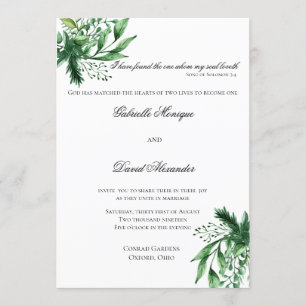 Elegant Waterverf Leaves Wedding Invitation Kaart