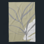 Elegant Waterverf leest Theedoek<br><div class="desc">Elegant modern waterverf blad design met eenvoudige artistieke abstracte kunstvormelementen in sage green met grijze en witte accenten.</div>