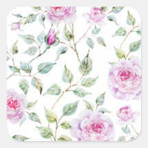Elegant Waterverf lekt en Rozen Sticker Seal