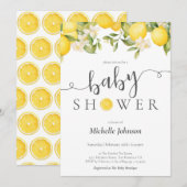 Elegant Waterverf Lemon Baby shower Kaart (Voorkant / Achterkant)
