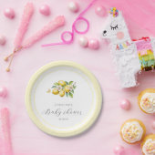 Elegant Waterverf Lemon Baby shower Papieren Bordje (Feest)