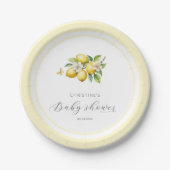 Elegant Waterverf Lemon Baby shower Papieren Bordje (Voorkant)