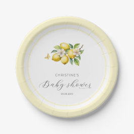 Elegant Waterverf Lemon Baby shower Papieren Bordje