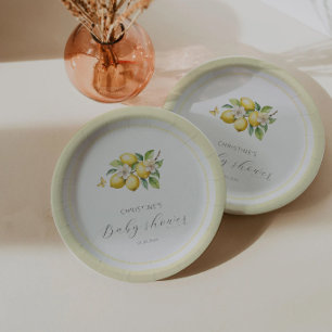 Elegant Waterverf Lemon Baby shower Papieren Bordje