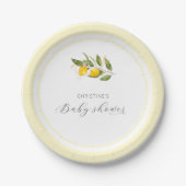 Elegant Waterverf Lemon Baby shower Papieren Bordje (Voorkant)