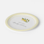 Elegant Waterverf Lemon Baby shower Papieren Bordje (Gekanteld)