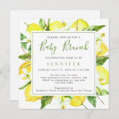 Elegant Waterverf Lemon Botanische Baby Brunch Kaart (Voorkant / Achterkant)