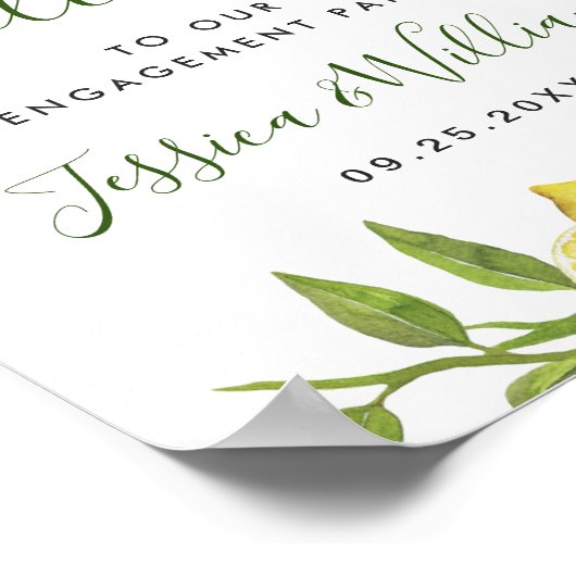 Elegant Waterverf Lemon Greenery ENGAGTY Poster (Hoek)