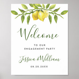 Elegant Waterverf Lemon Greenery ENGAGTY Poster