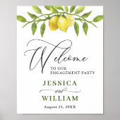 Elegant Waterverf Lemon Greenery ENGAGTY Poster (Voorkant)