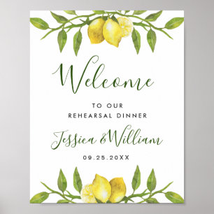 Elegant Waterverf Lemon Greenery REHEARSAL DINNER Poster