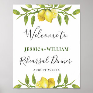 Elegant Waterverf Lemon Greenery REHEARSAL DINNER Poster