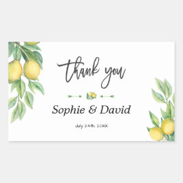 Elegant Waterverf Lemon Tropical Wedding Rechthoekige Sticker