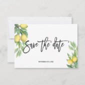 Elegant Waterverf Lemon Tropical Wedding Save The Date (Voorkant)