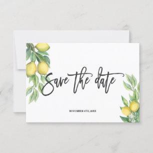 Elegant Waterverf Lemon Tropical Wedding Save The Date