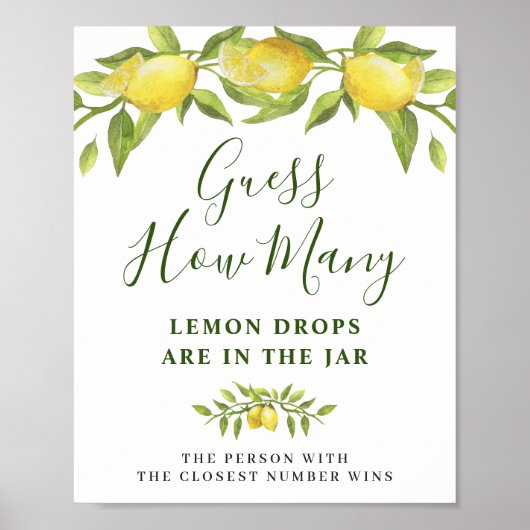 Elegant Waterverf Lemon Vrijgezellenfeest Poster (Voorkant)