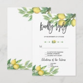 Elegant Waterverf Lemon Wedding Handwriting RSVP (Voorkant / Achterkant)