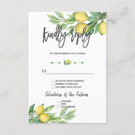 Elegant Waterverf Lemon Wedding Handwriting RSVP Kaartje